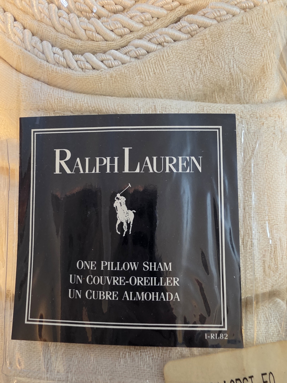 Ralph Lauren Cream Decorative Pillow Sham with Braided Trim (3 Available)